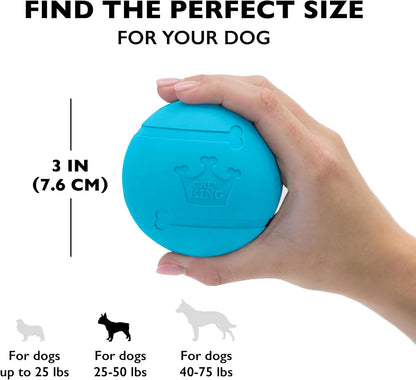 Side view of Chew King natural rubber ball showing air vent