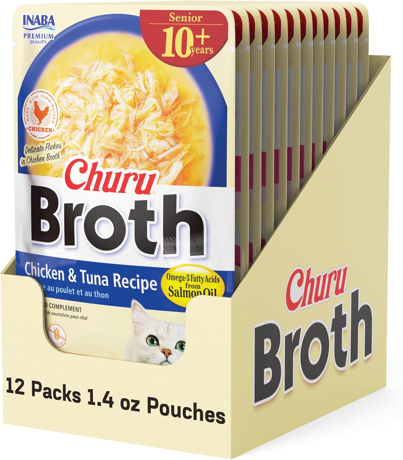 INABA Churu Broth for Cats, Side Dish Pouch, 1.4 Ounces per Pouch, 12 Pouches, Chicken & Seafood Variety - Image 11
