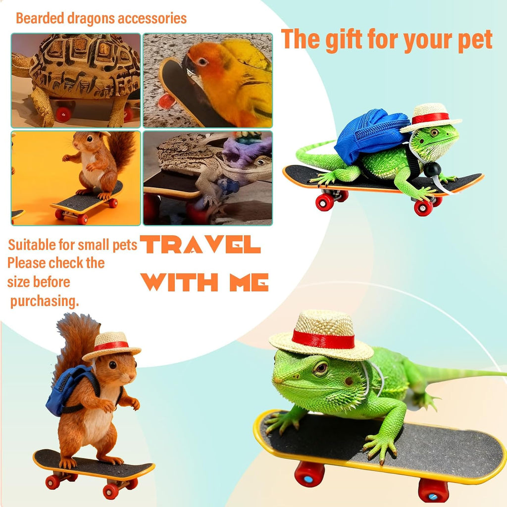 Yuanchu small pet costume set including yellow adjustable miniature hat for lizards and parrots.