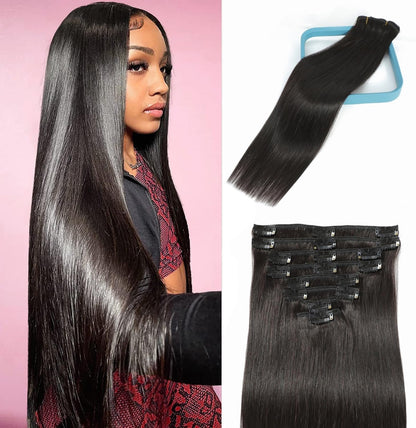 LORIEN clip in human hair extensions front view package