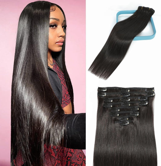 LORIEN clip in human hair extensions front view package