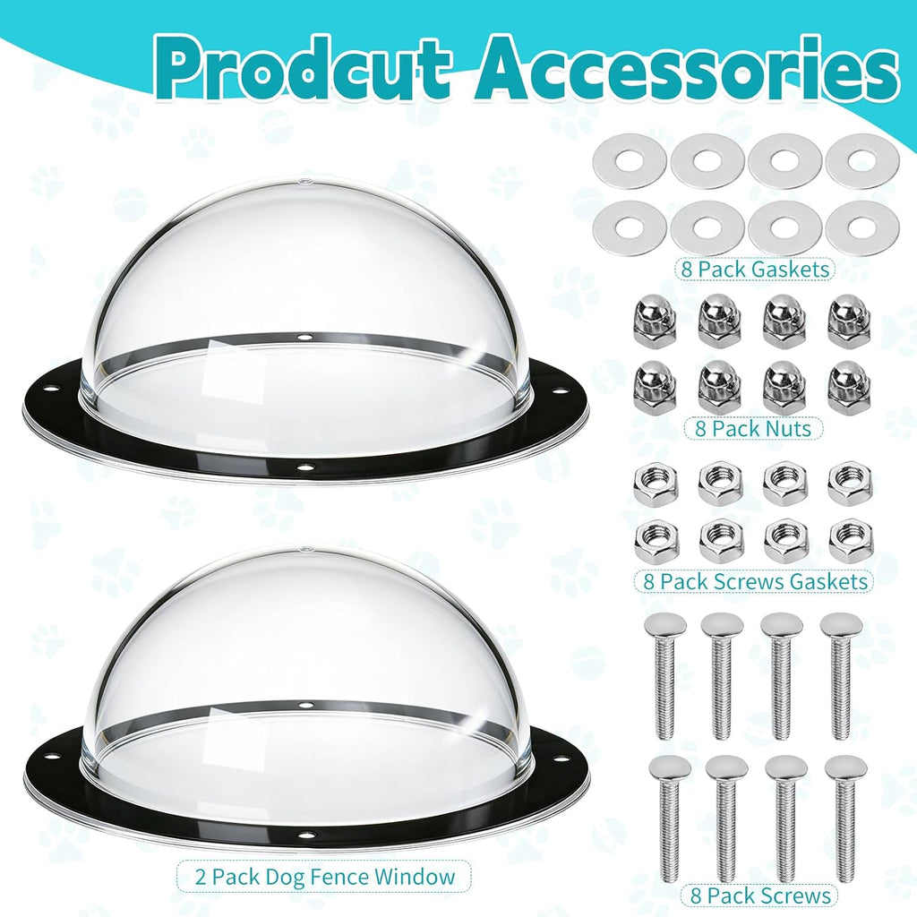 Hiyoo clear plastic pet dome bubble window close up with installation hardware
