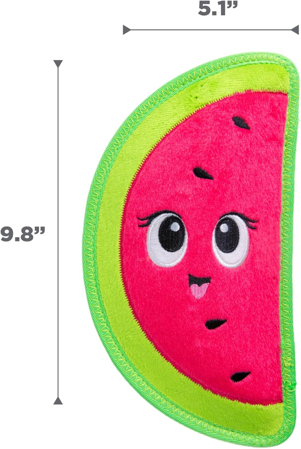 Outward Hound Tough Skinz watermelon toy held in hand for scale
