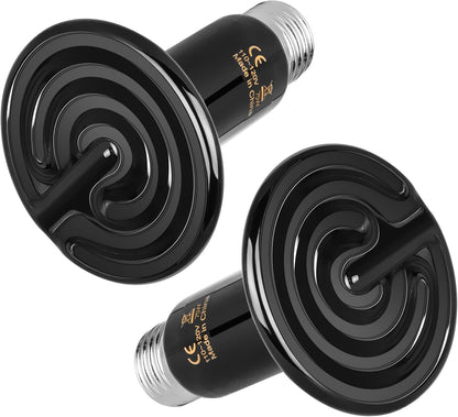 HealSmart Reptile Heat Lamp 100W 2-Pack Ceramic Heat Emitter, No Light Emitting Heat Bulbs for Amphibian Pet Brooder Coop Incubating Chicken, Lizard Bearded Dragon Turtle Snake Terrarium Black - Image 9