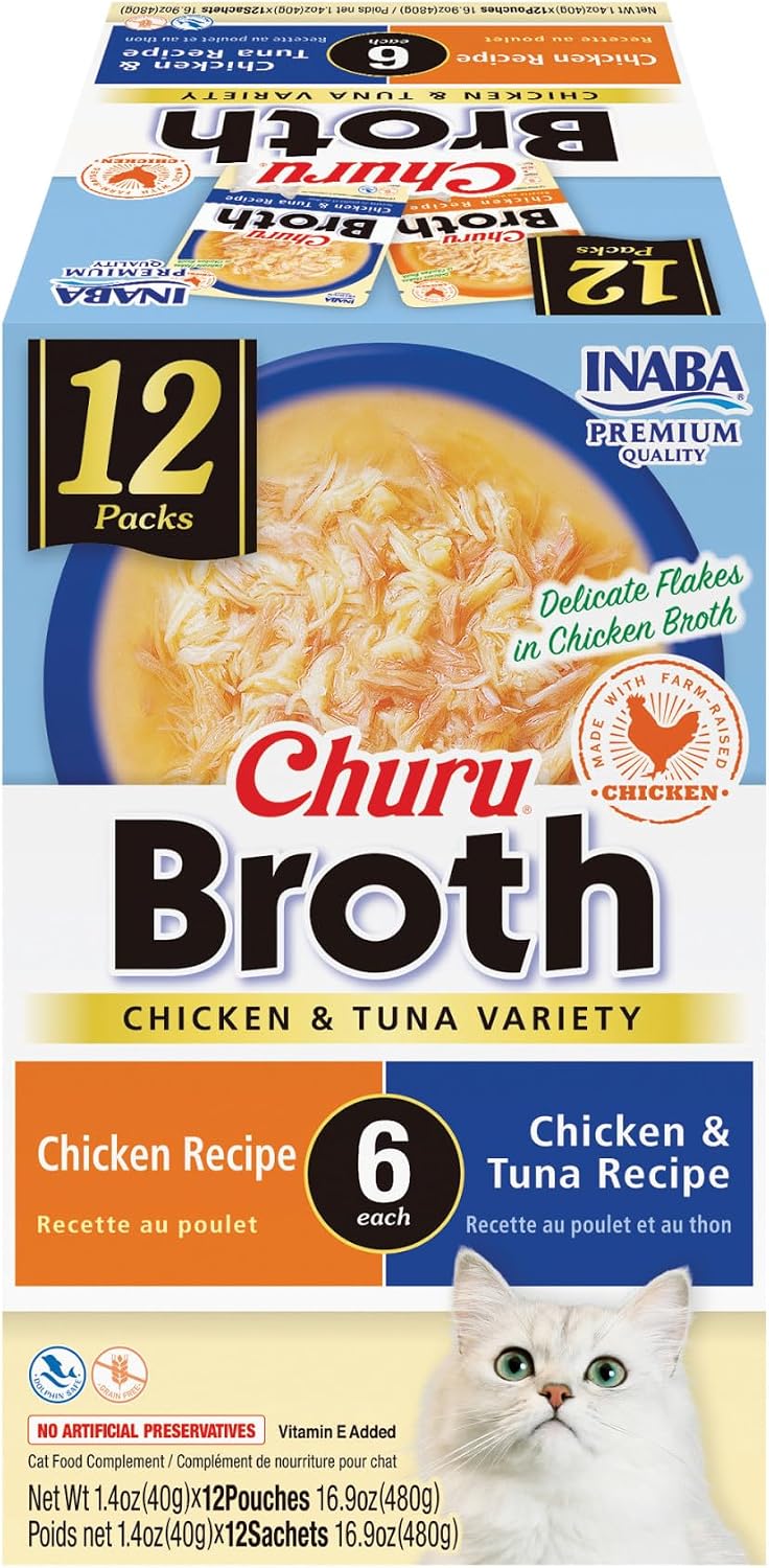 INABA Churu Broth for Cats, Side Dish Pouch, 1.4 Ounces per Pouch, 24 Pouches, Chicken & Seafood Variety - Image 10