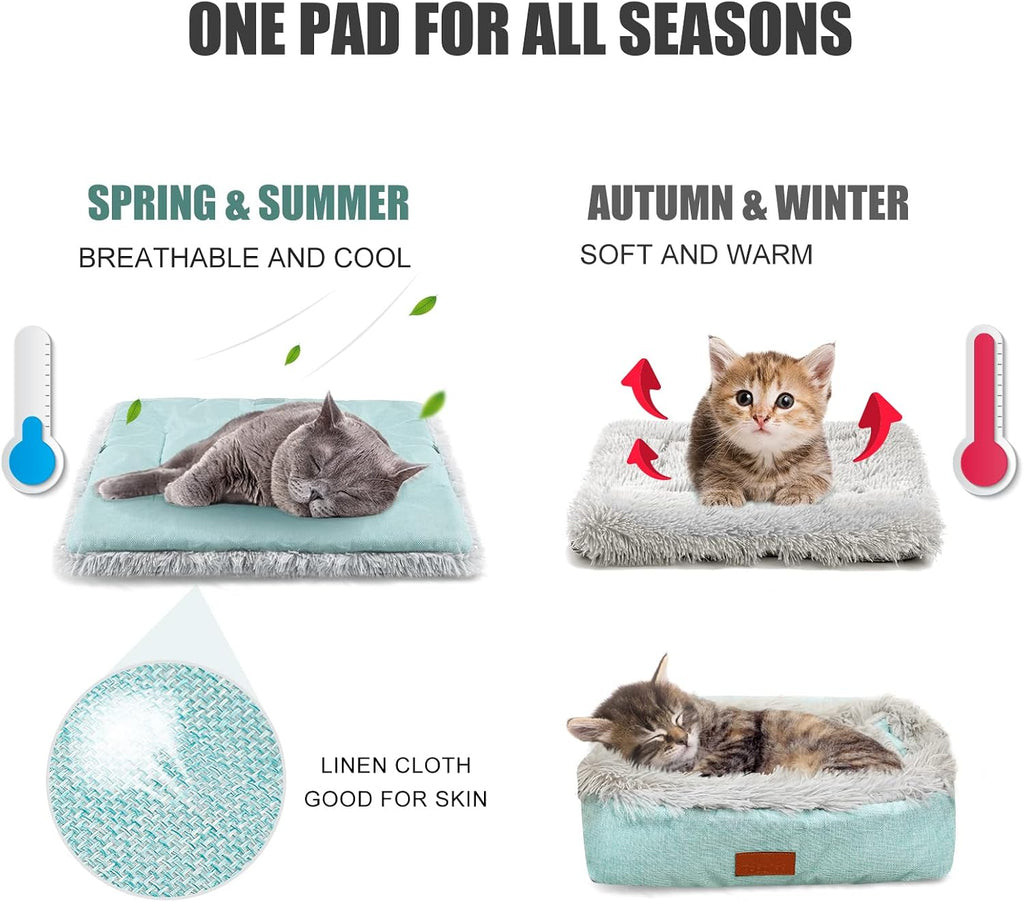 HDLKRR thermal cat mat placed flat on a living room floor with a cat resting comfortably