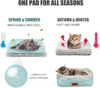HDLKRR thermal cat mat placed flat on a living room floor with a cat resting comfortably