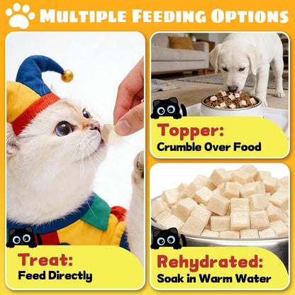 High protein raw chicken breast food topper for picky cats and dogs.