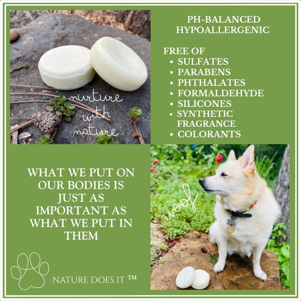 Authentic USA imported eco friendly pet conditioning bar packaging showing ingredient details.