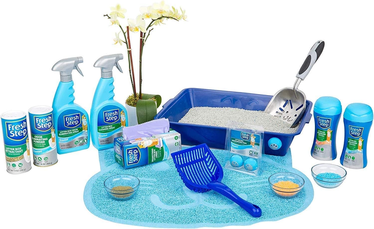 Fresh Step cat litter crystals side label showing directions and usage