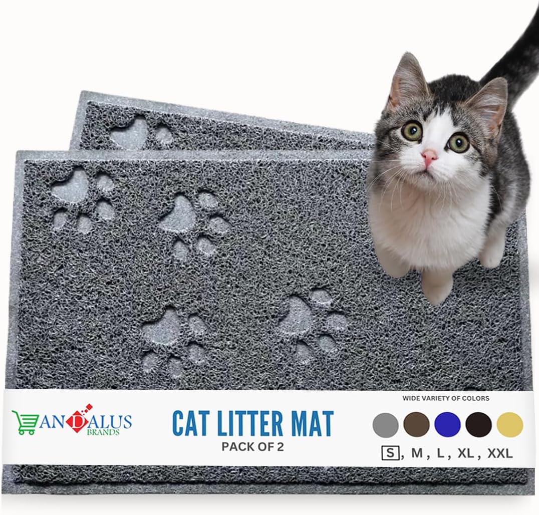 Andalus Small Cat Litter Mat, Pack of 1 - Waterproof, Non-Slip & Easy to Clean Cat Litter Box Mat for Extra Efficient Pet Litter-Trapping, Grey (15.75" X 11.75") - Image 13