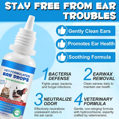Ear Infection Treatment Drops for Dogs and Cats,with 1% Hydrocortisone Soothing Dog Yeast Infection, Itchy Ear Relief-Treats Ear Infections for Dogs & Cats - 2 fl oz - Image 9