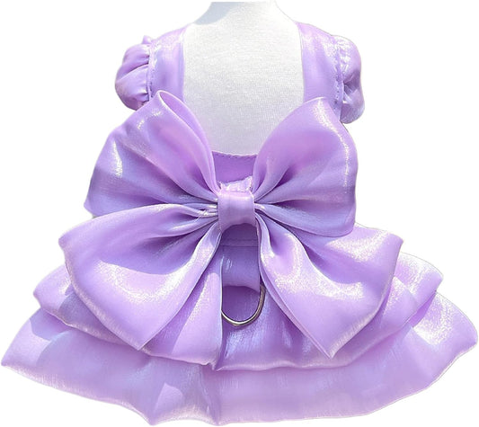 JUOMIIEL pink dog dress front view featuring the vibrant pet skirt for small dogs