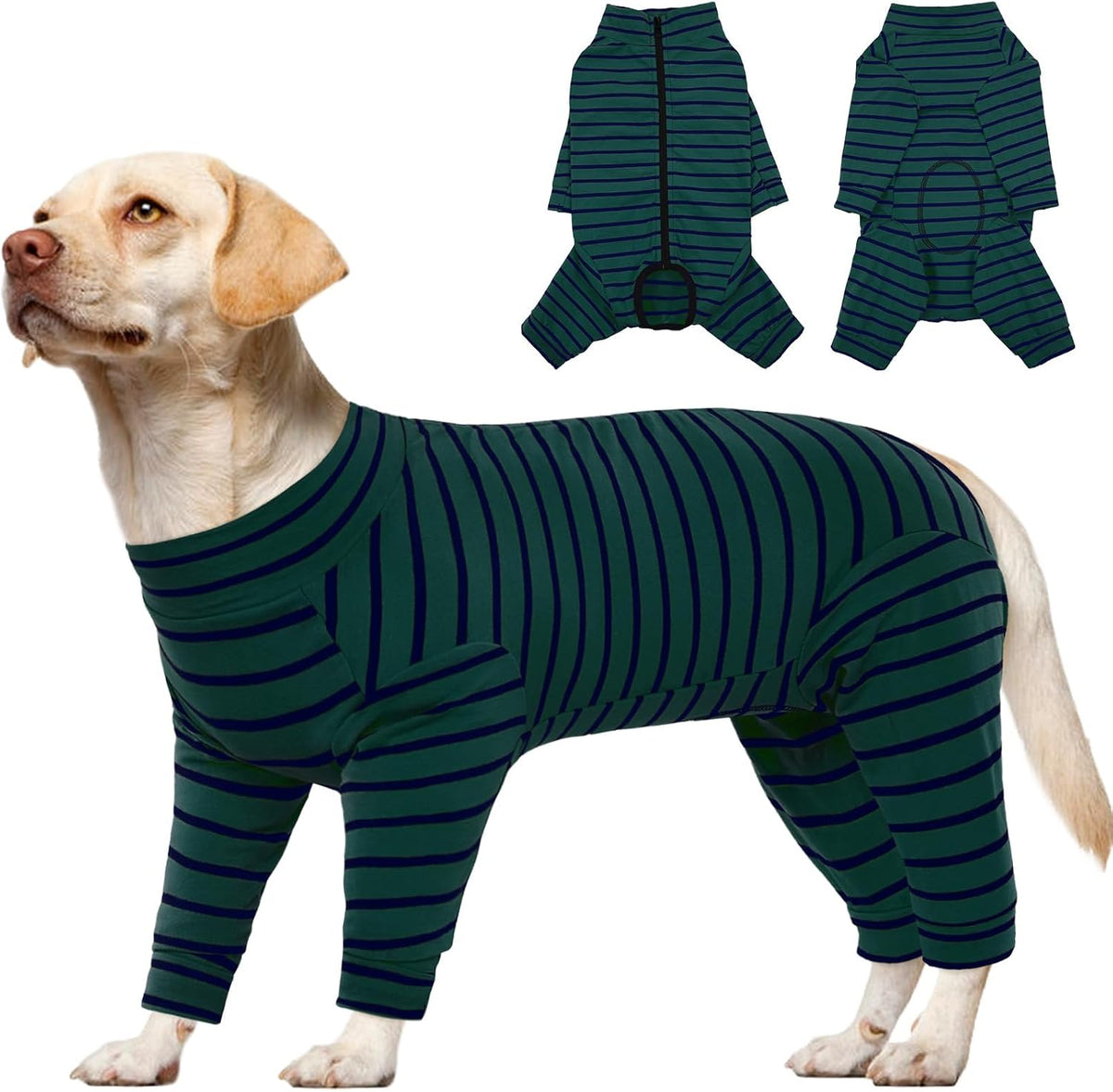 Kuoser Recovery Suit for Medium Dogs After Surgery, Long Sleeve Dog Surgery Recovery Suit, Dog Onesie for Abdominal Wounds Skin Disease, Green M - Image 14