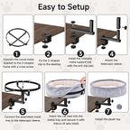 Chumajor Cat Desk Bed - 360 degrees Rotating & Adjustable, Supports 50 lbs, Soft Faux Fur with Dual-Sided Reversible Mat, Modern Indoor Cat Nest Furniture for Office Desks and Game Tables, Island Table - Image 9