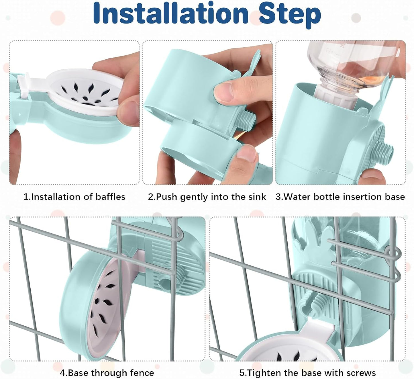 kathson Rabbit Water Dispenser for Cage 17 Oz Hanging Guinea Pig Water Bottle No Drip Gravity Automatic Bunny Water Bottle No Leak Small Animal Water Bottle for Chinchilla Ferret Hamster(Light Blue) - Image 7