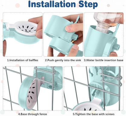 kathson Rabbit Water Dispenser for Cage 17 Oz Hanging Guinea Pig Water Bottle No Drip Gravity Automatic Bunny Water Bottle No Leak Small Animal Water Bottle for Chinchilla Ferret Hamster(Light Blue) - Image 7