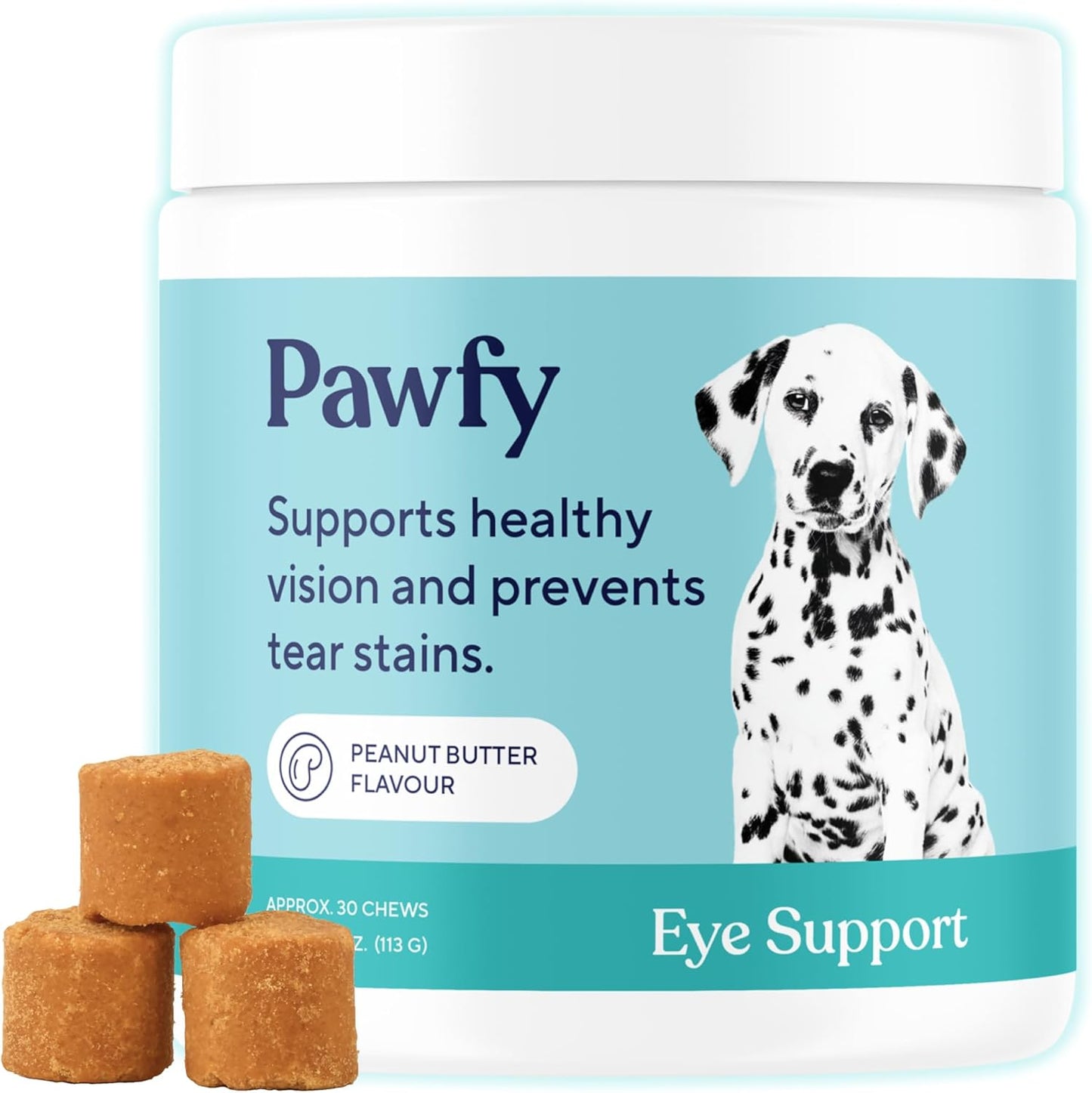 Pawfy Eye Support Soft Chews front view packaging