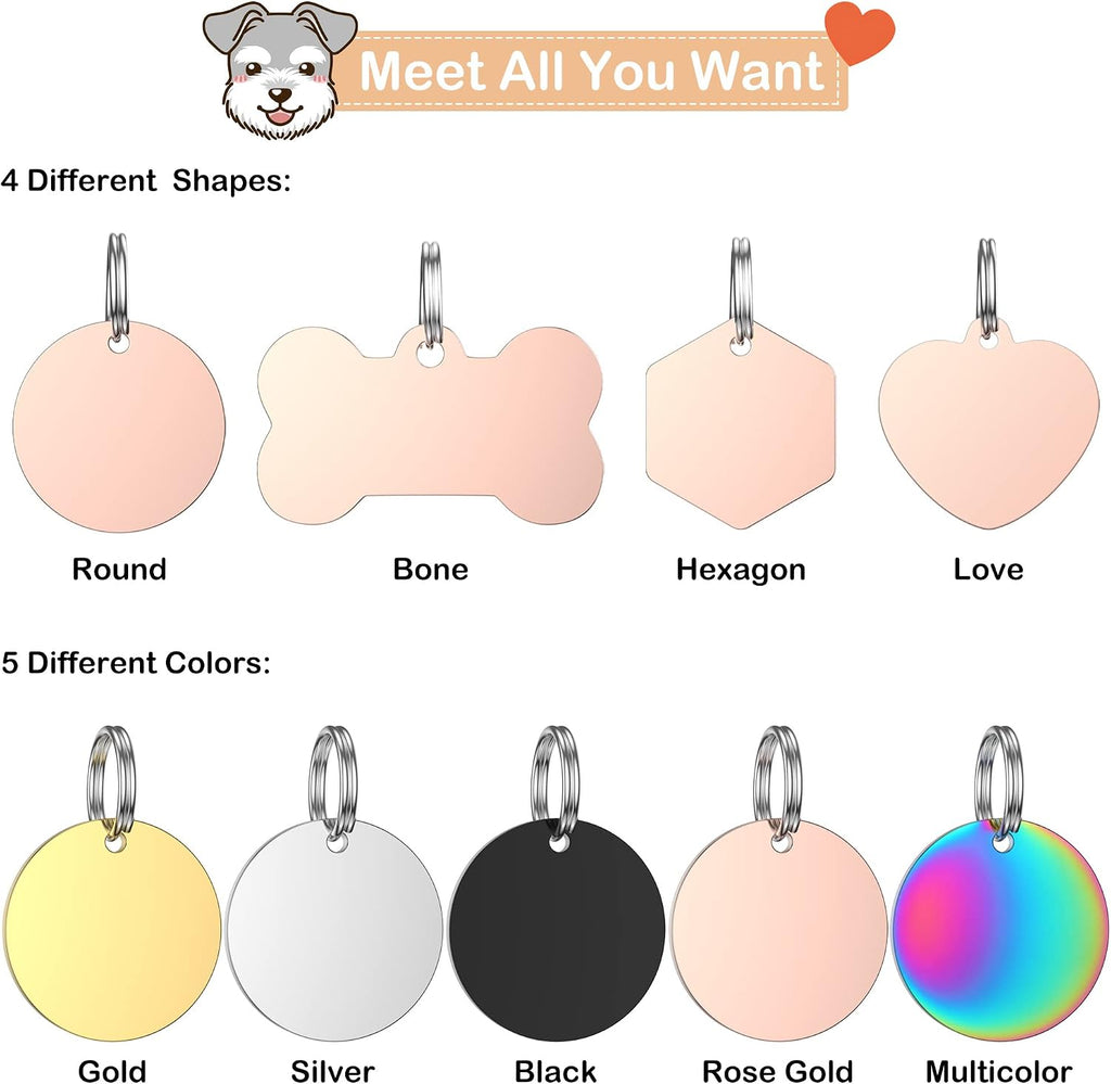 GISUERY rainbow finish personalized round pet identification tag with smooth polished edges and attached metal split ring