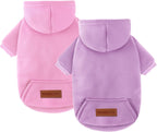 Baobicute dog hoodie 2-pack front view showing the pink and purple pet sweatshirts.