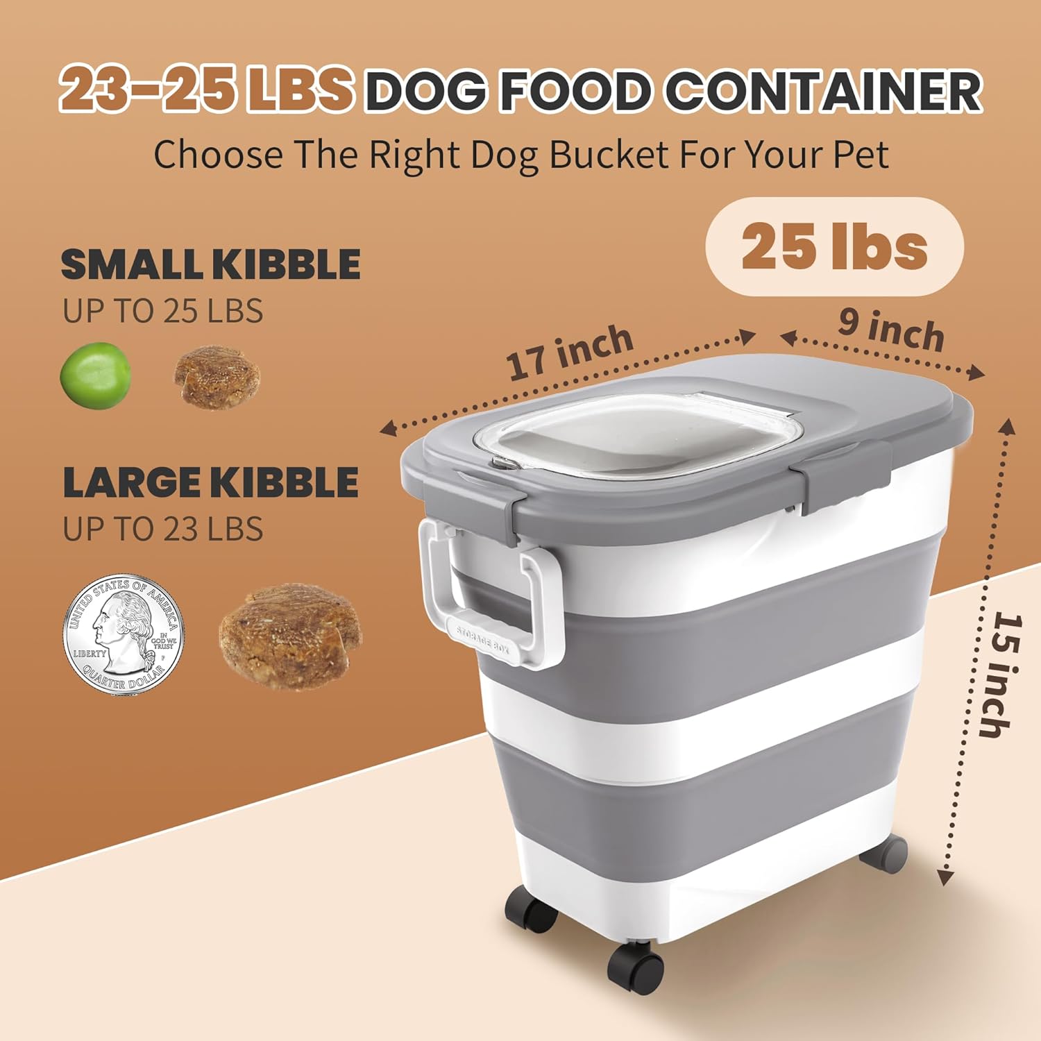 Collapsible pet food storage bin showing folding mechanism
