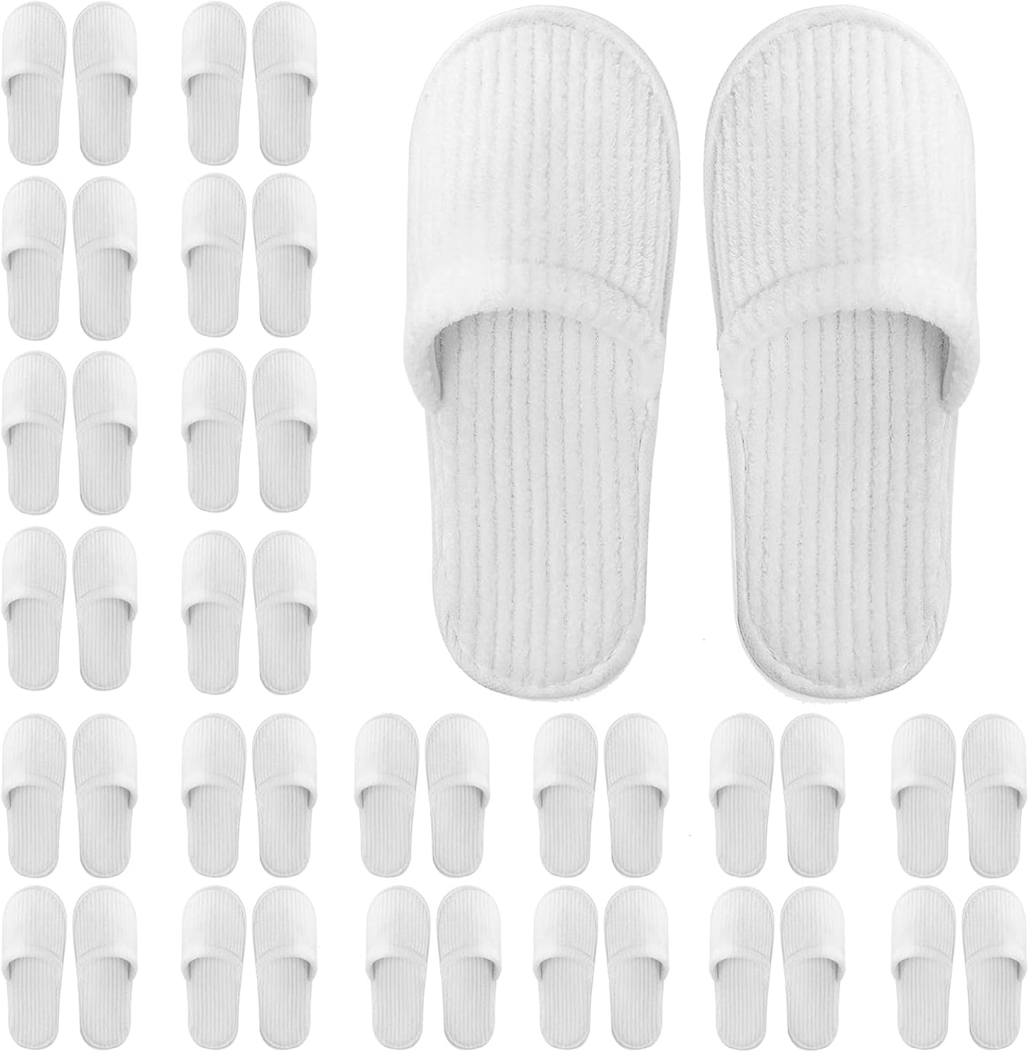 Frcctre 20 pairs white disposable spa slippers front view