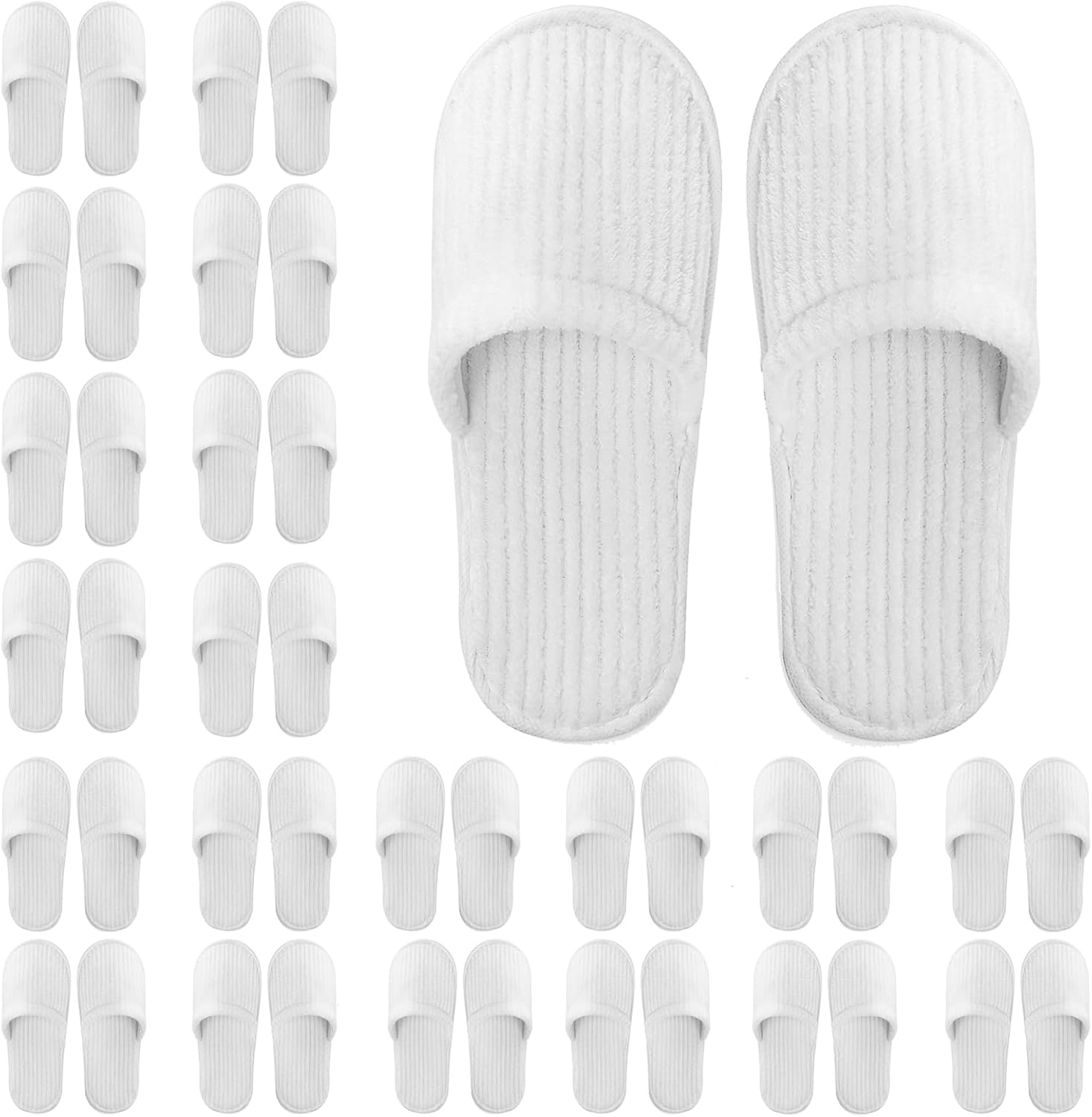 Frcctre 20 pairs white disposable spa slippers front view