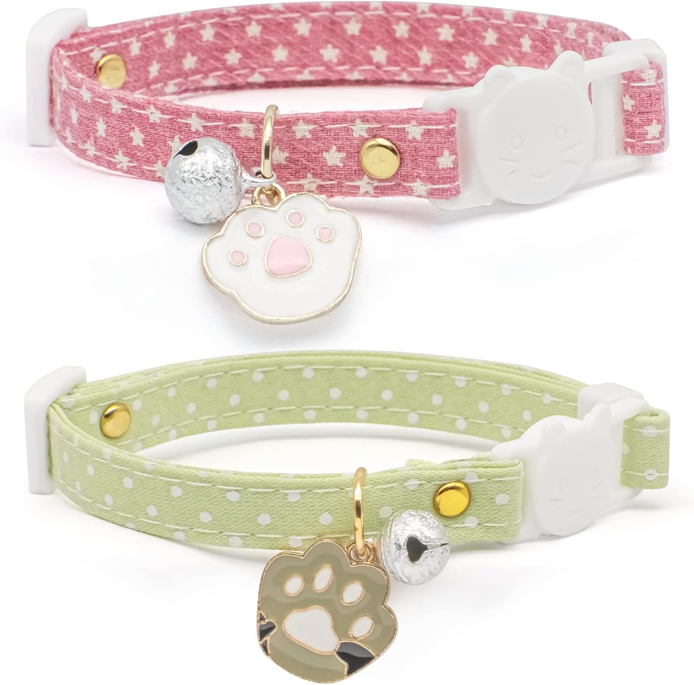 2 Pack Cotton Breakaway Cat Collar with Bell Yellow&Green Flowers Pendant Cute Kitten Cat Collar Suitable for Girls and Boys - Image 10