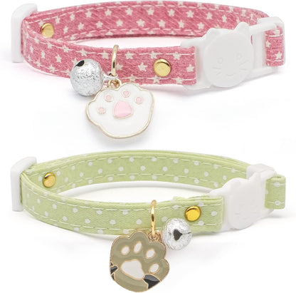 2 Pack Cotton Breakaway Cat Collar with Bell Yellow&Green Flowers Pendant Cute Kitten Cat Collar Suitable for Girls and Boys - Image 10