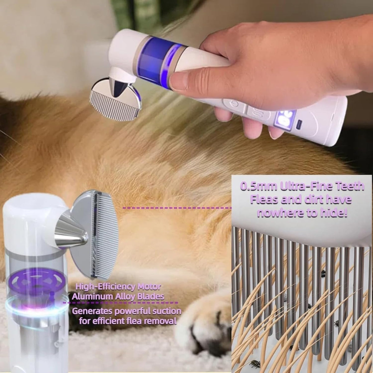 Rechargeable electric pet comb for long and short hair