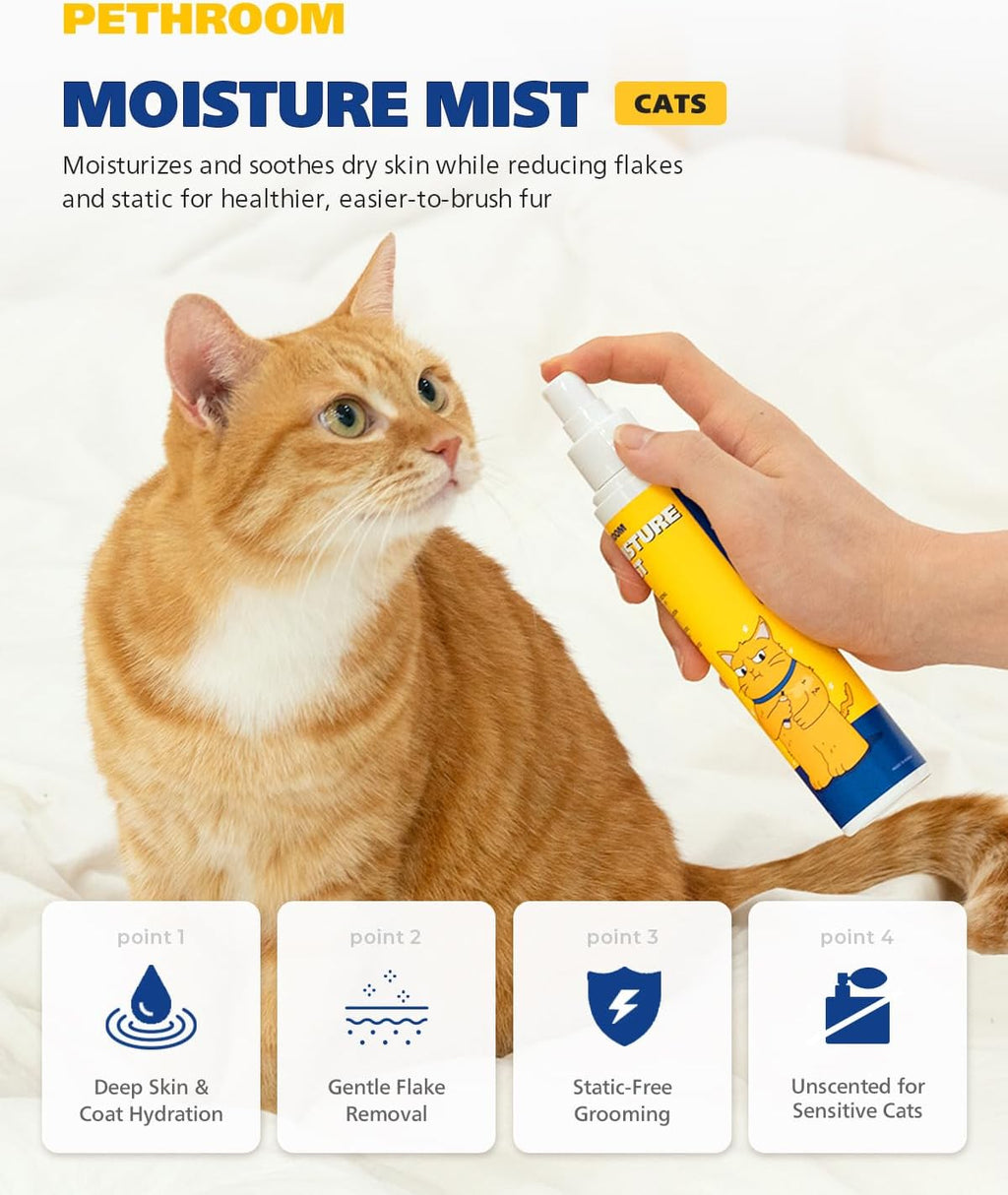 Pethroom leave-in cat conditioner spray showing natural plant extract ingredients