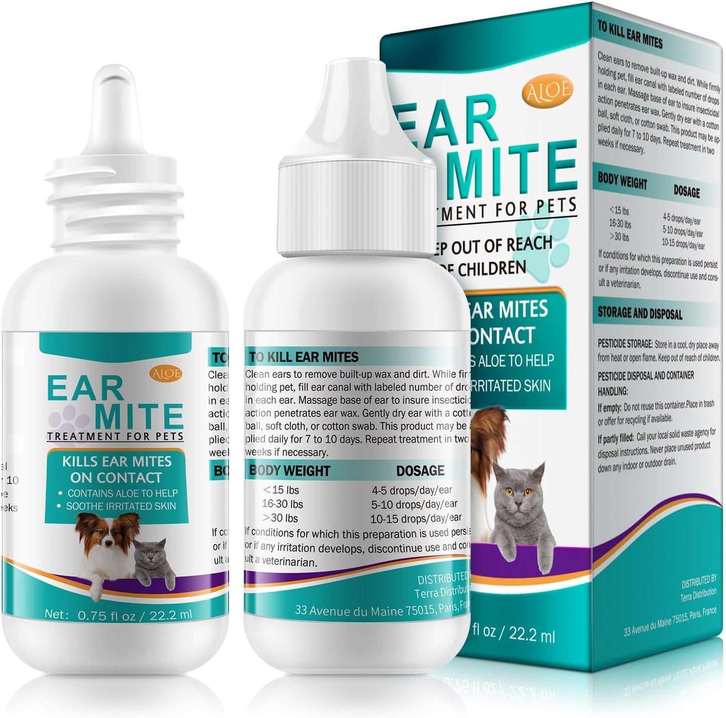 Navna Ear Mite Treatment front view bottle for pet ear care