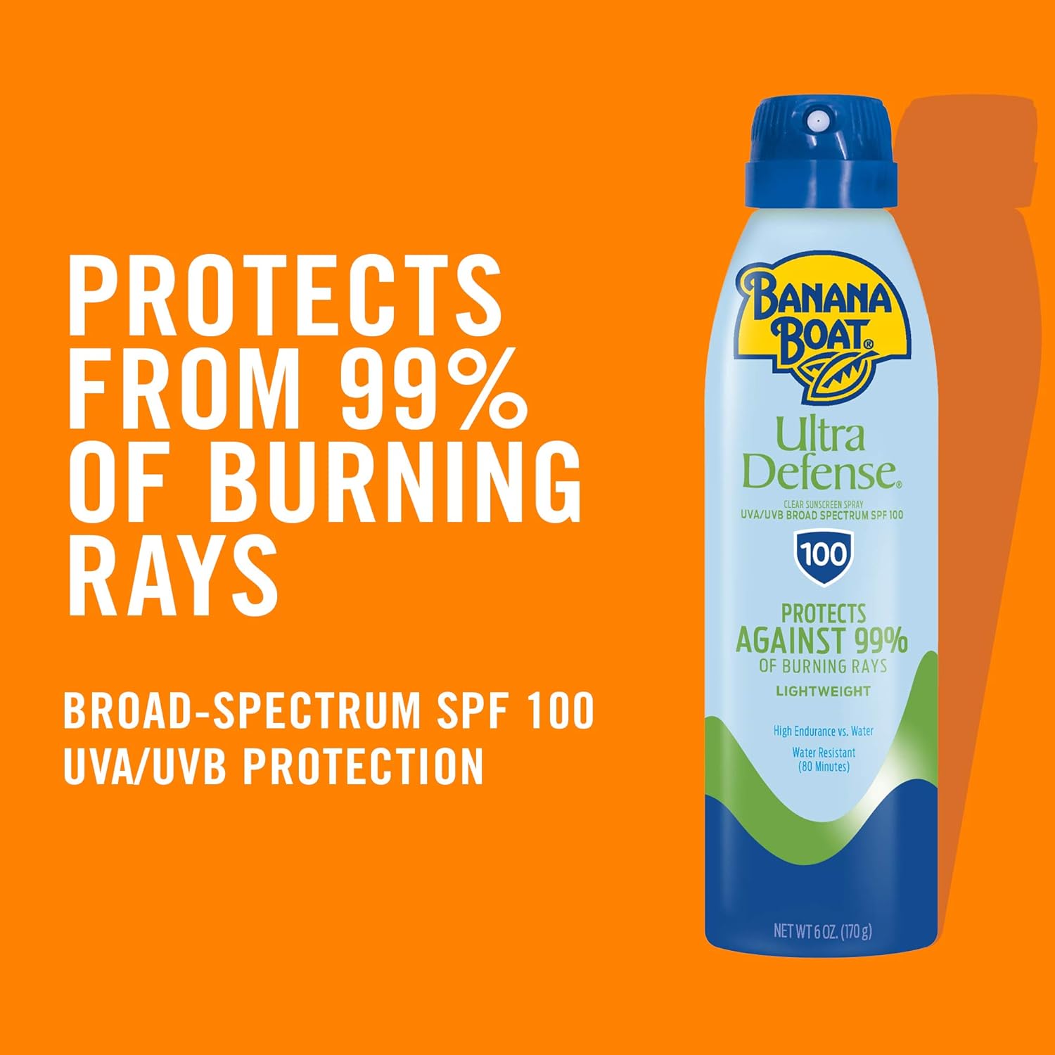 Banana Boat water resistant sun care spray for dry skin twist and lock cap close up