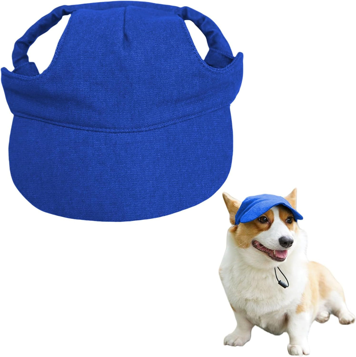 Dog Baseball Cap,Pet Summer Beach Hat,Dog Cat Sunbonnet Cap with Ear Holes,Adjustable Cat Visor for Small Medium Large Dogs (Blue, Medium) - Image 10