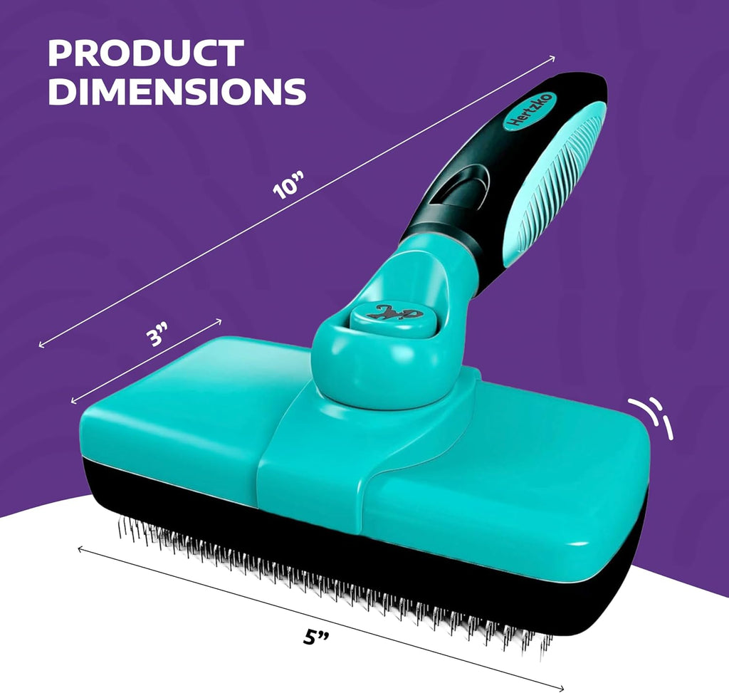 Ergonomic non slip handle design of the aqua Hertzko pet brush