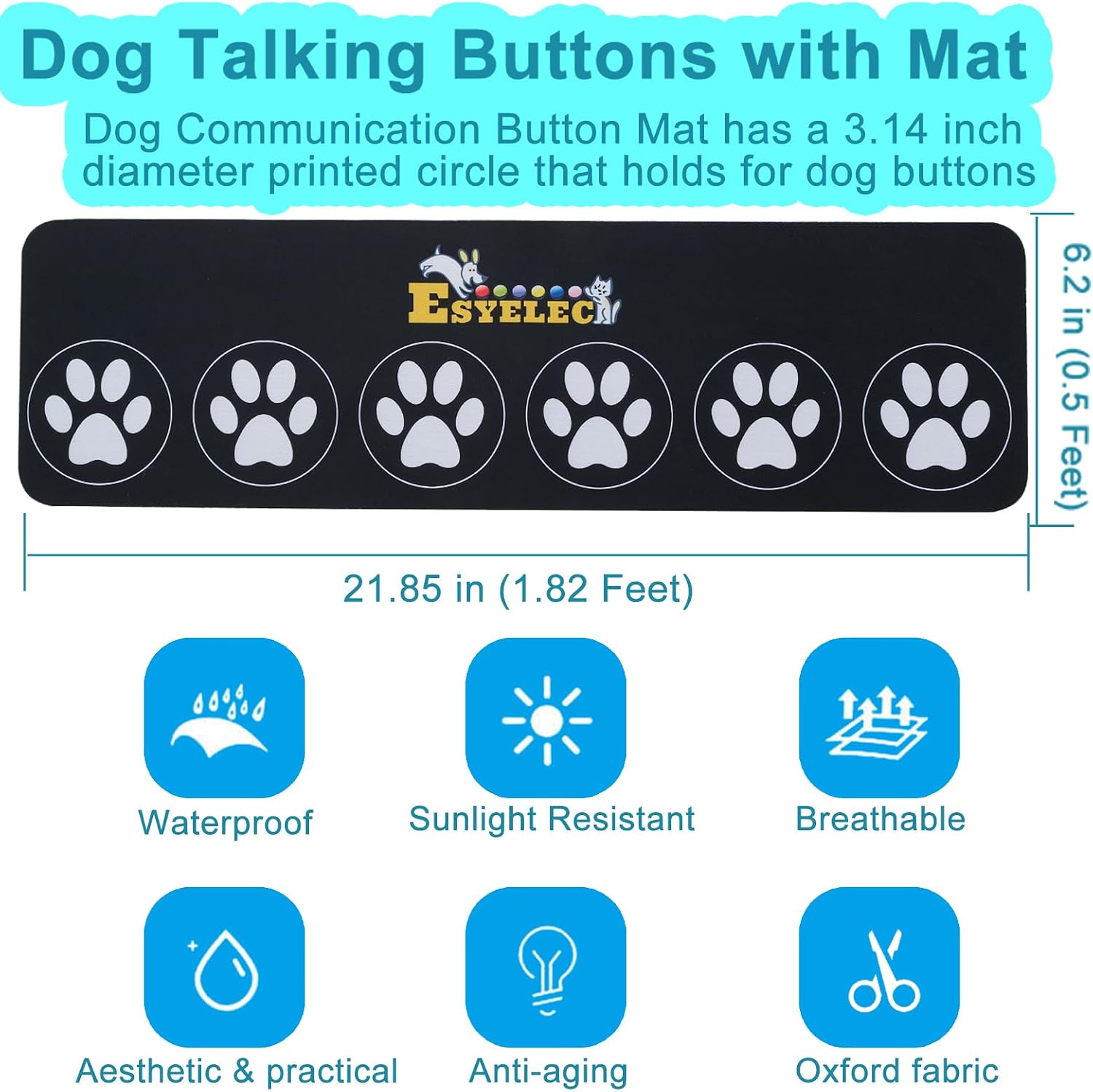 Side view of the ESYELEC recordable pet training button showing the upgraded high-clear speaker details.
