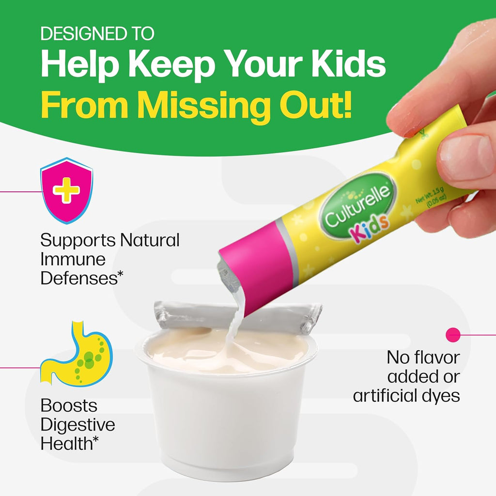 Culturelle Kids probiotic packets side view showing age range