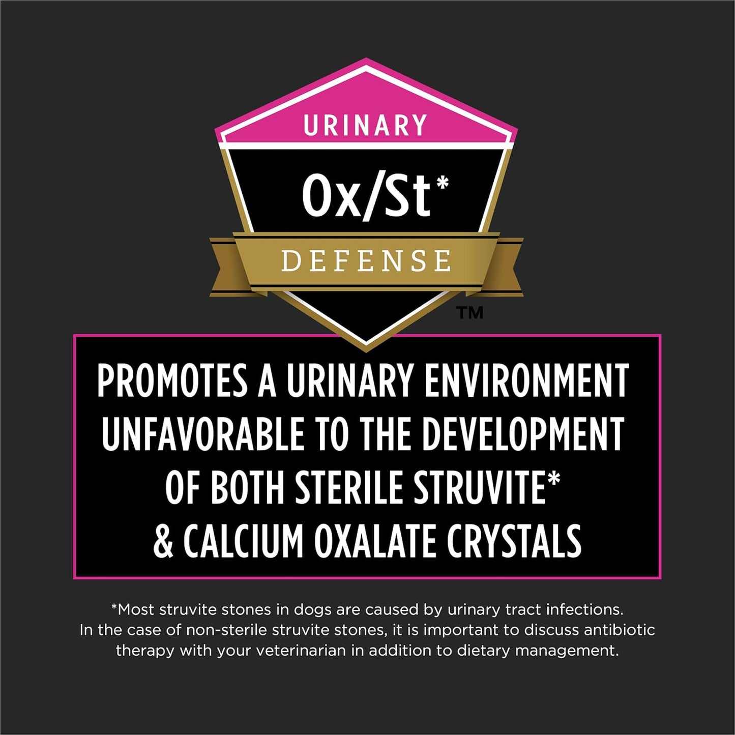 Prescription wet food for dogs with calcium oxalate and struvite stone protection.