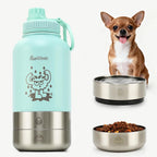 34oz Dog Water Bottle, Stainless Steel Dog Water Bottle Dispenser with Detachable Food & Water Bowls, Keeps Water Hot/Cold, for Walking, Hiking, Camping(Cream) - Image 10