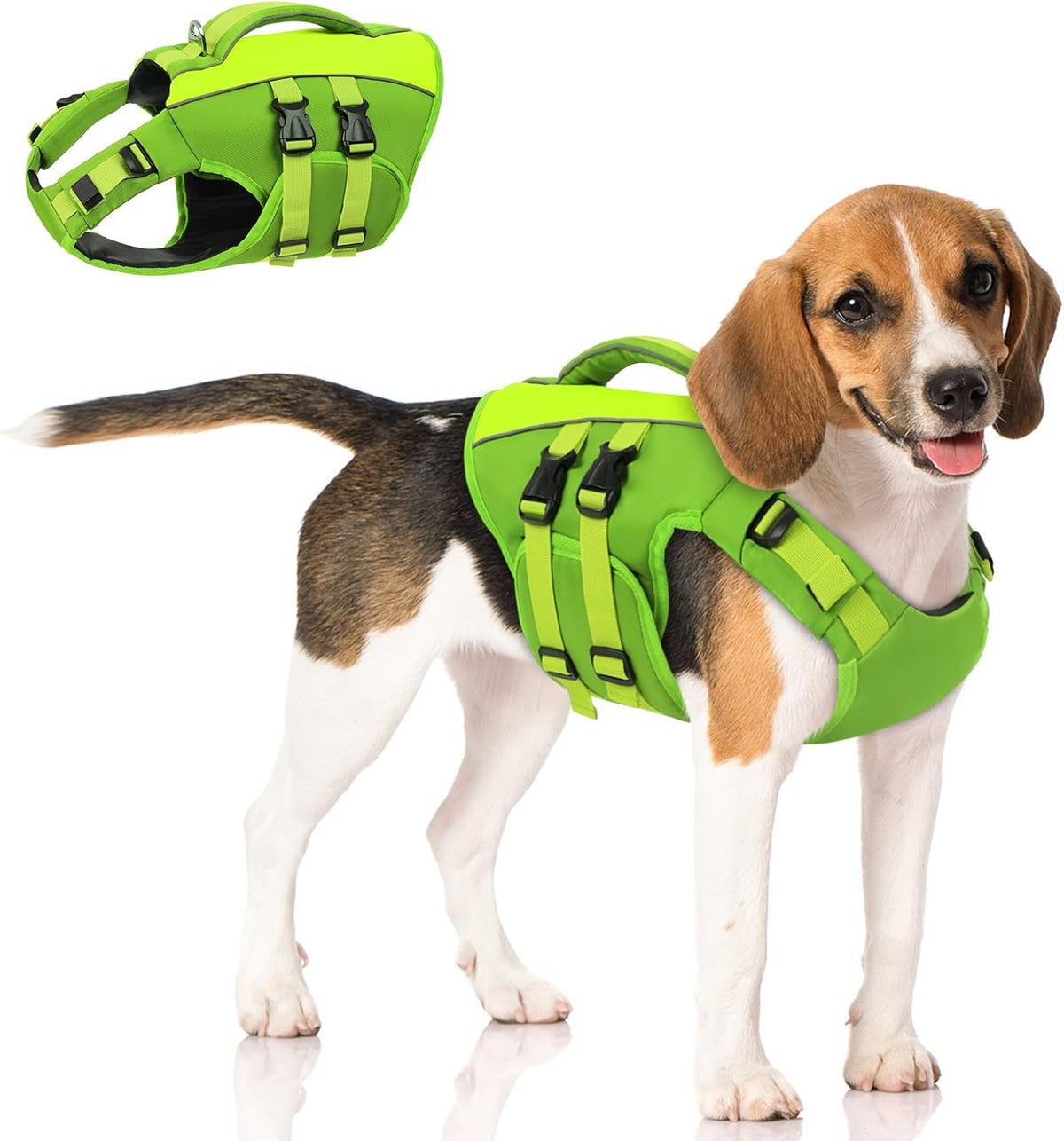 Queenmore Small Dog Life Jacket,Small Dog Life Vest for Swimming,Adjustable Reflective Dogs Swimming Vest,High Buoyancy Dogs Lifesaver,Pet Life Preserver(Green,S) - Image 14