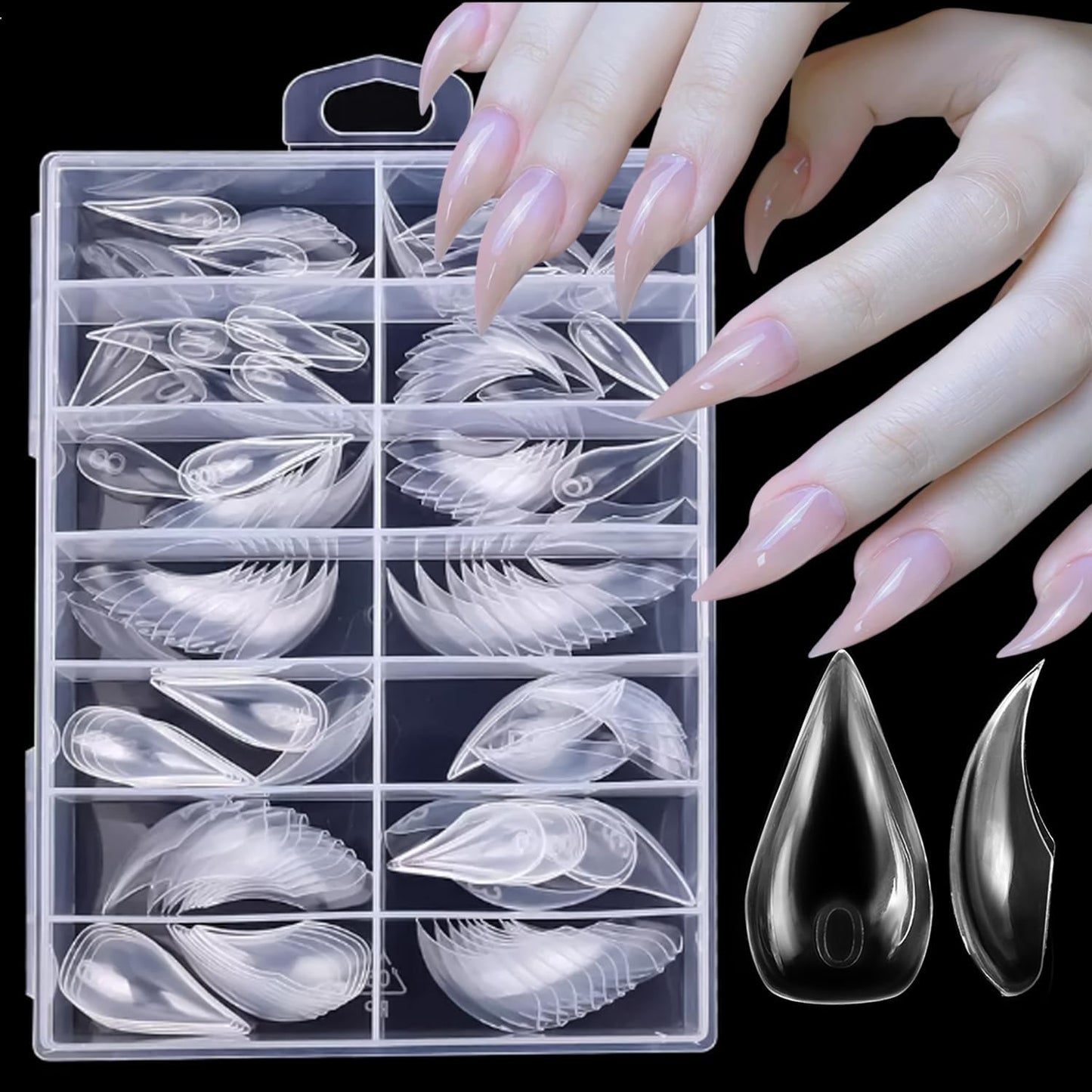 Riicfdd 140 piece cat claw stiletto nail tips kit