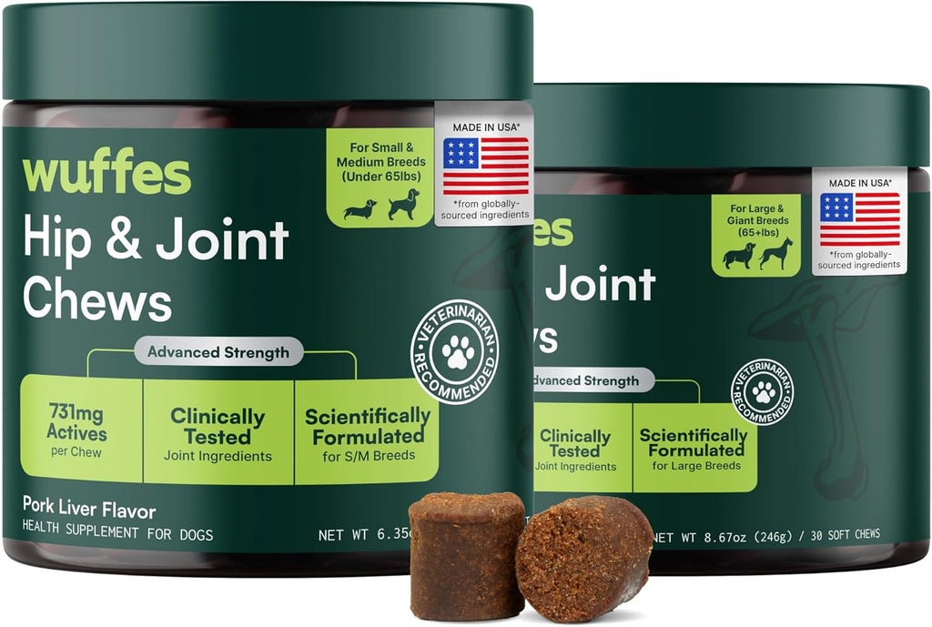 Wuffes Advanced Dog Hip and Joint Supplement with Glucosamine, Chondroitin, Omega 3, MSM, and Green Lipped Mussel, 60 Pork Flavored Chews for Small and Medium Dog Breeds - Image 10