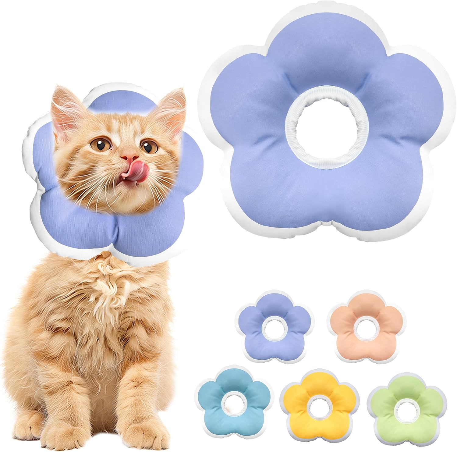 Cat Cone Collar Soft, Waterproof Cats Cones to Stop Licking After Surgery, Adjustable Soft Elizabeth Cats Collars for Wound Healing, Flower Shape Cat Recovery Collar (Pastel Orange, X-Small) - Image 11