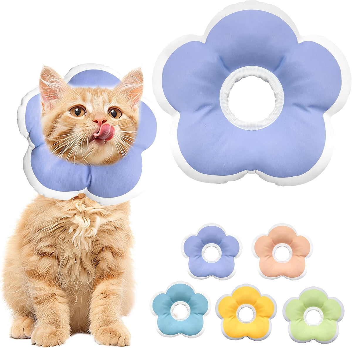 Cat Cone Collar Soft, Waterproof Cats Cones to Stop Licking After Surgery, Adjustable Soft Elizabeth Cats Collars for Wound Healing, Flower Shape Cat Recovery Collar (Pastel Orange, X-Small) - Image 11