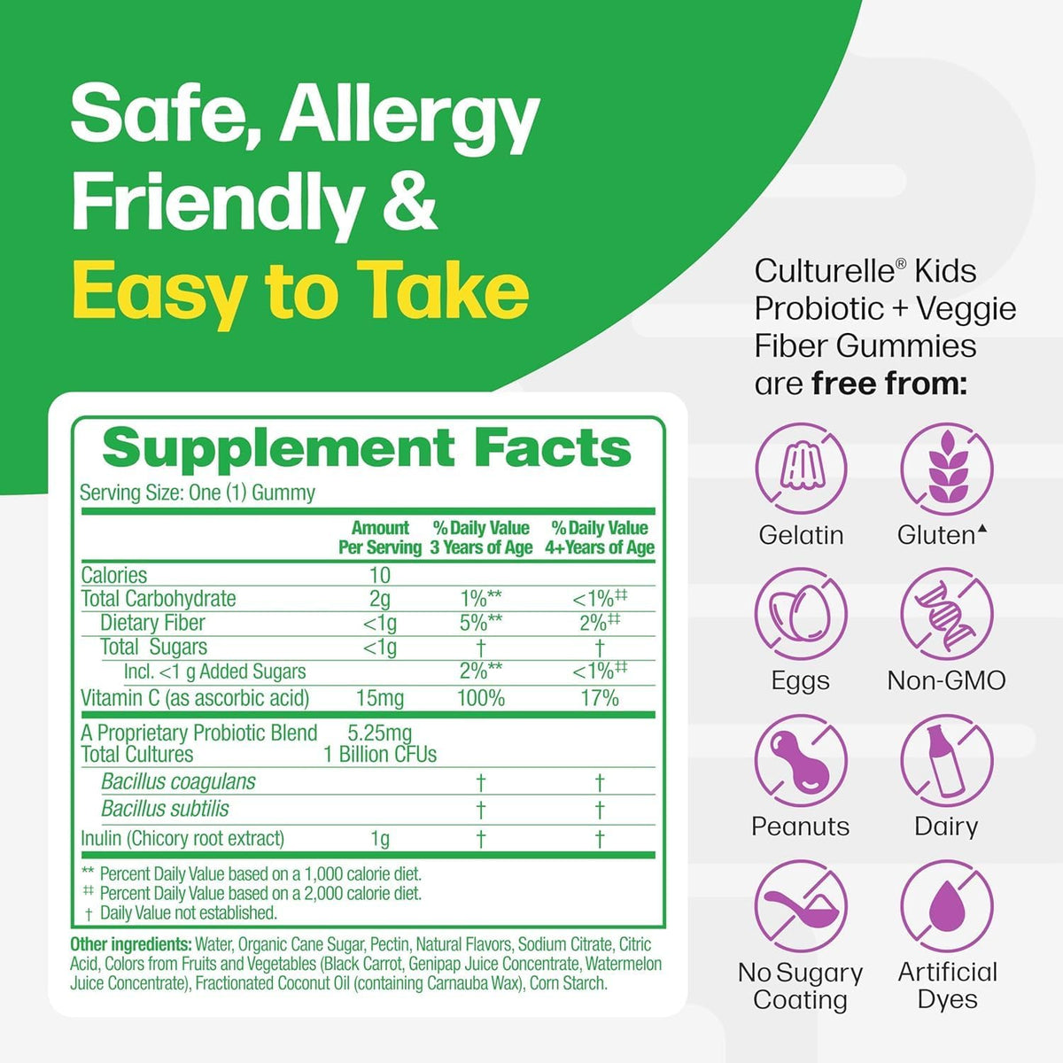 Culturelle Kids Probiotic Gummies 60 Count label details