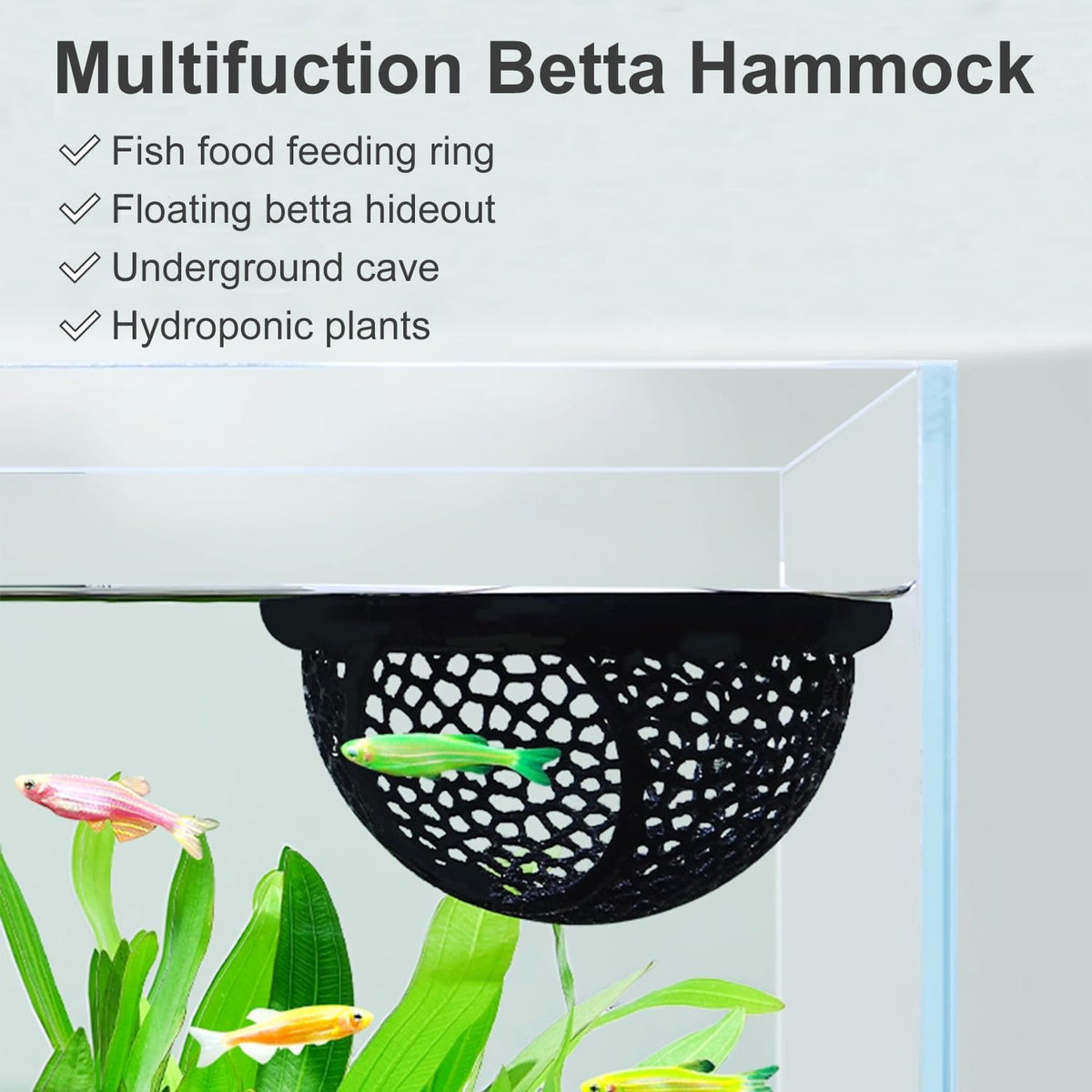 Biodegradable PLA floating fish cave and hideout for small aquariums.