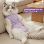 Adjustable neck drawstring feature on cat surgery suit