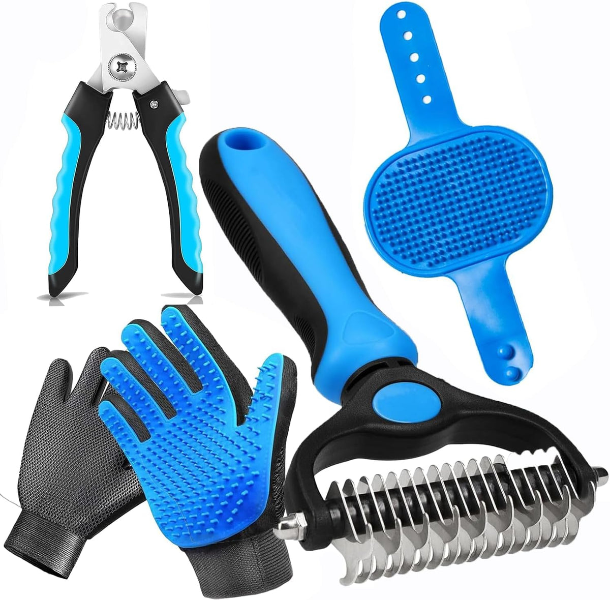 NVNAN Pet Hair Removal Glove for Dogs & Cats, 2-in-1 Deshedding Brush & Massage Mitt - Grooming Gloves for Shedding Control, Bathing and Washing, Safe for Short/Long Hair Pets 2-Pack (Blue) - Image 13