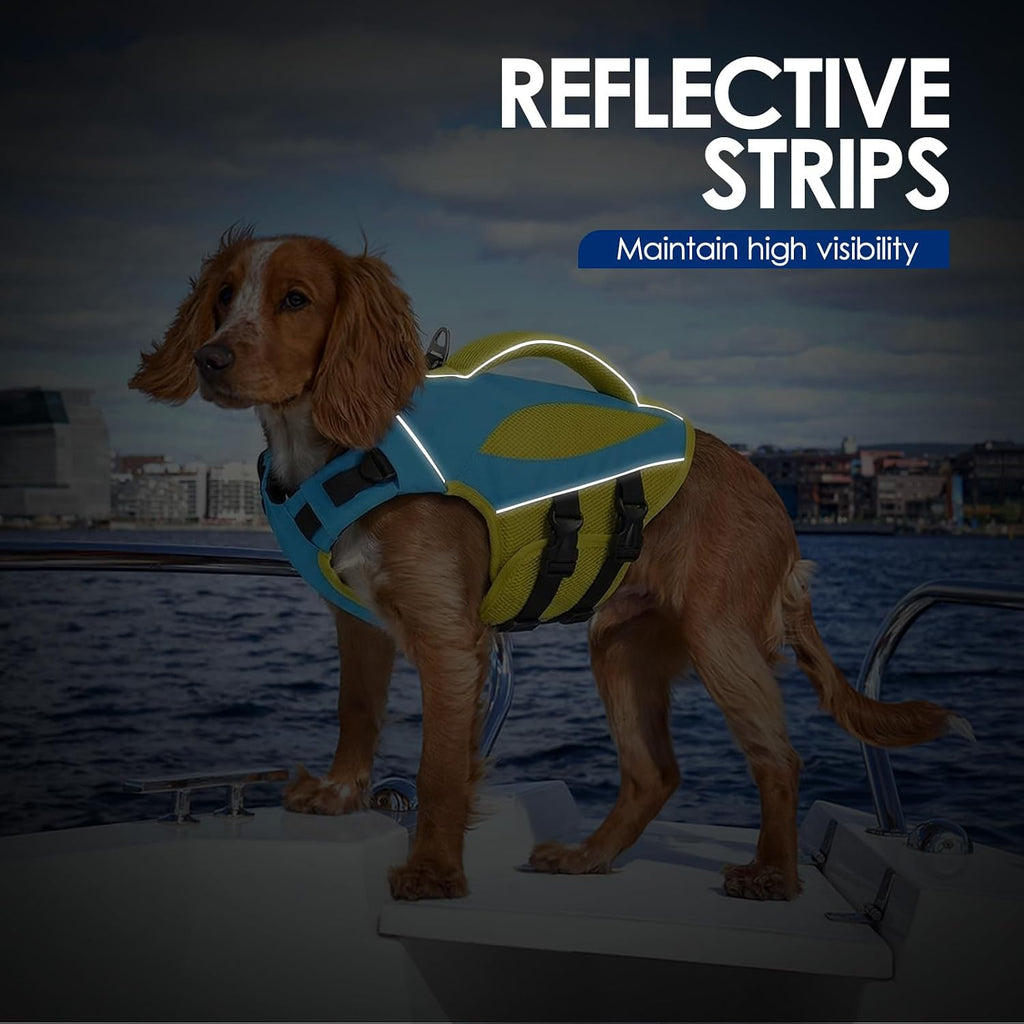 AOFITEE durable dog life jacket with heavy duty metal D ring leash attachment