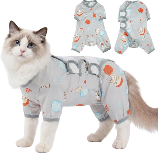Rozkitch Cat Recovery Onesie front view for post-surgery protection